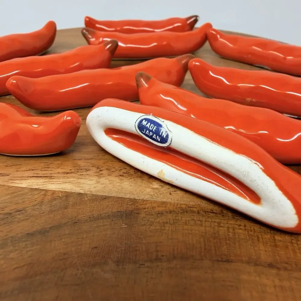 Chopstick Rest Holders Chili Pepper Ceramic 10 Piece Set Japan